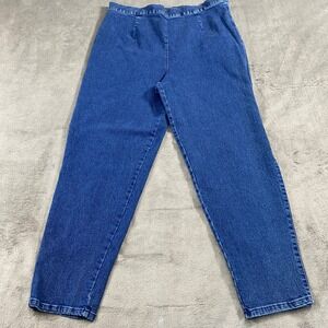 Jones Jeans Denim Pants Women 22W Blue Tapered Leg High Rise Side Zip Relaxed